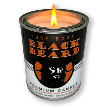 Fury Bros. Black Beard Candle for Men – Gunpowder & Charred Hickory, 12.5 oz Tin