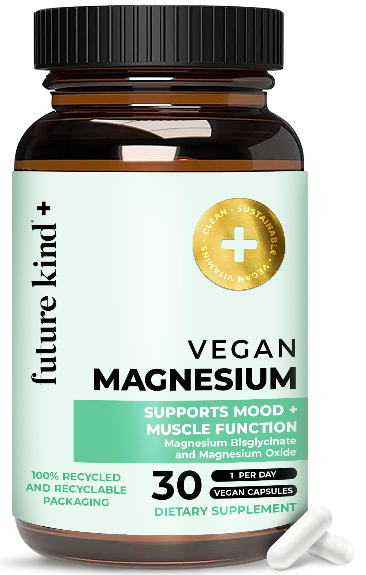 Future Kind Vegan Chelated Magnesium – Most Bioavailable & 6x Potent (30ct)