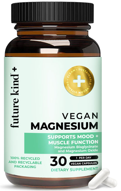 Future Kind Vegan Chelated Magnesium – Most Bioavailable & 6x Potent (30ct)