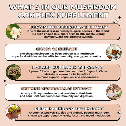 Future Kind Vegan Lion’s Mane Mushroom Complex – Brain Support with Chaga, Reishi, Maitake & Shiitake (30ct) | Memory & Focus