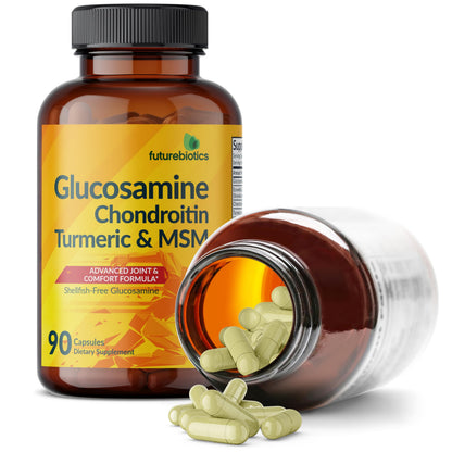 Futurebiotics Glucosamine Chondroitin Turmeric & MSM Advanced Joint Formula – Supports Healthy Joints & Mobility (Non-GMO) • 90 Capsules