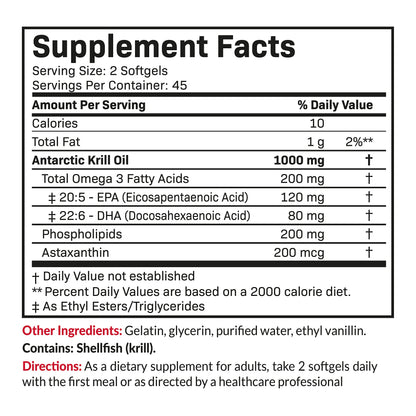 Futurebiotics Antarctic Krill Oil 1000mg - Omega-3 EPA/DHA, Astaxanthin, 90 Softgels