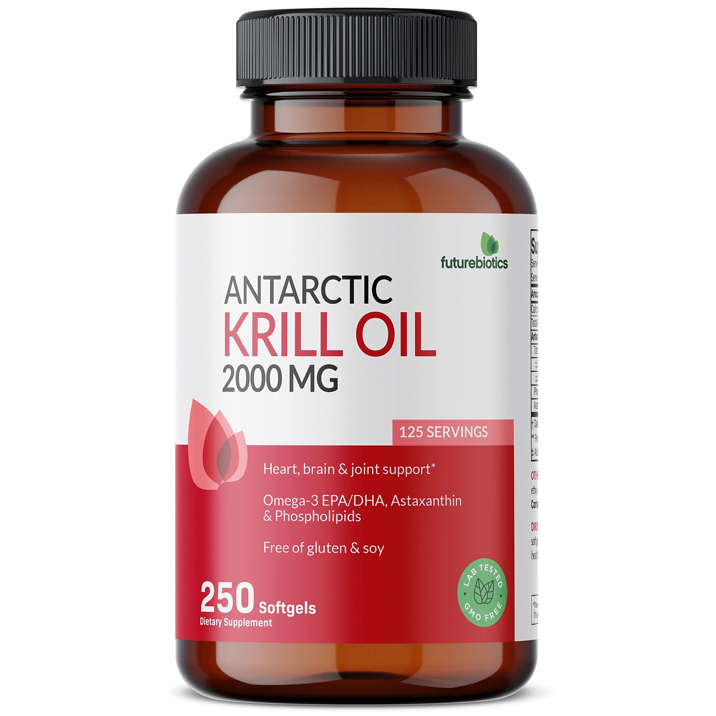 Futurebiotics Antarctic Krill Oil 2000mg + Astaxanthin – 250 Softgels, Heavy Metal Tested