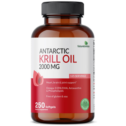 Futurebiotics Antarctic Krill Oil 2000mg + Astaxanthin – 250 Softgels, Heavy Metal Tested