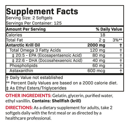 Futurebiotics Antarctic Krill Oil 2000mg + Astaxanthin – 250 Softgels, Heavy Metal Tested