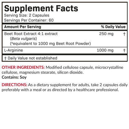 Futurebiotics Beet Root + L-Arginine | Non-GMO 120 Veg Capsules