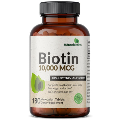 Futurebiotics Biotin 10,000 MCG High Potency Tablets – Hair, Skin & Nails Support, Non-GMO, 180 Vegetarian Tablets