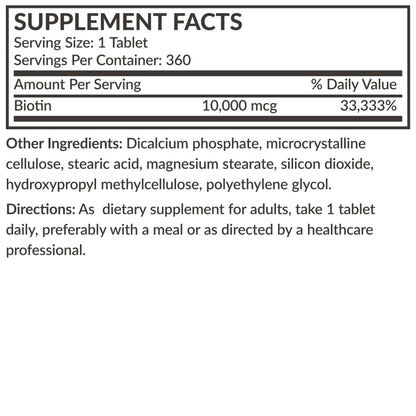 Futurebiotics Biotin 10,000 MCG High Potency Tablets – 360 Vegetarian, Non-GMO