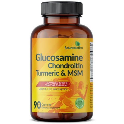 Futurebiotics Glucosamine Chondroitin Turmeric & MSM Advanced Joint Formula – Supports Healthy Joints & Mobility (Non-GMO) • 90 Capsules
