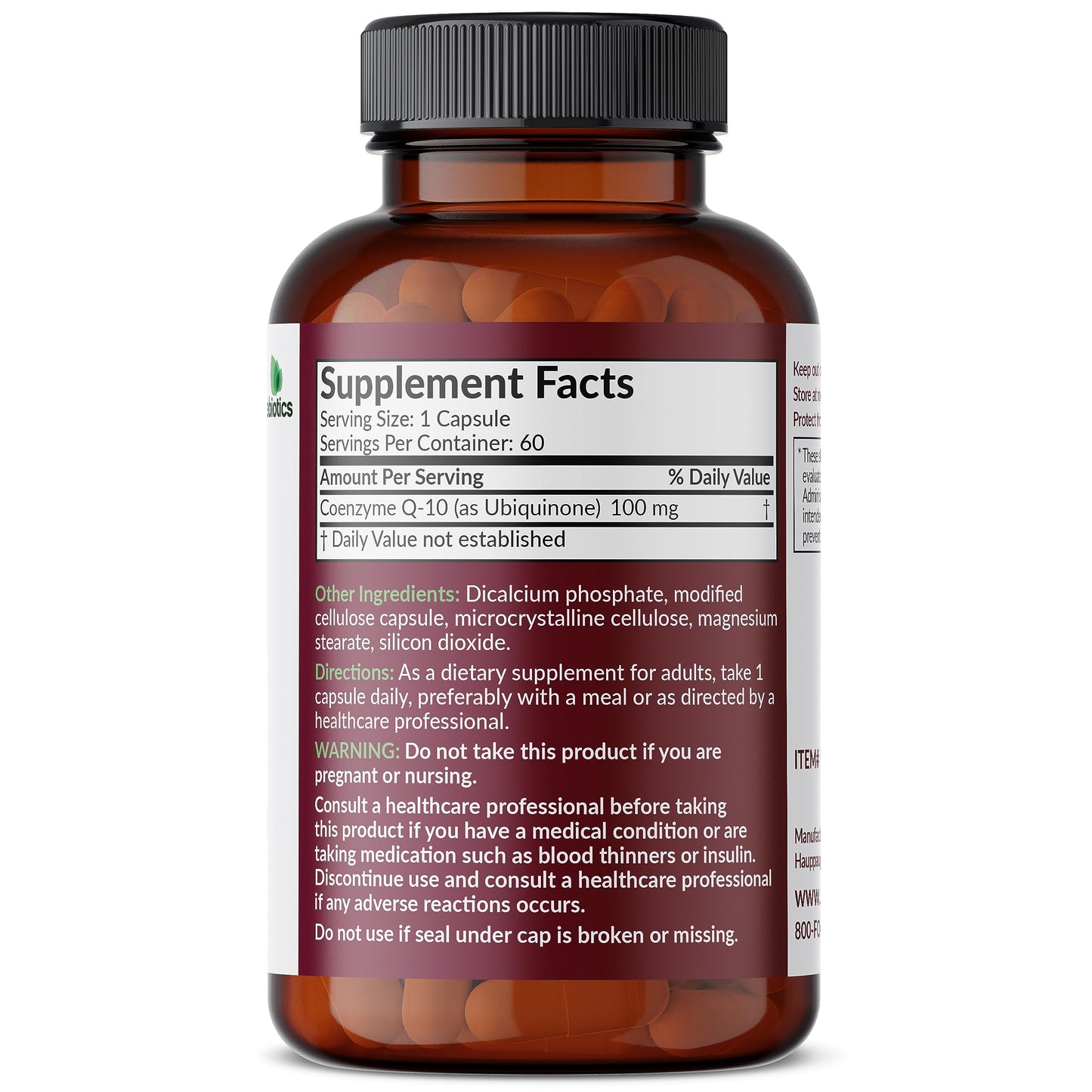 Futurebiotics CoQ10 100 MG – Cellular Energy Production | 60 Vegetarian Capsules | Gluten-Free & Vegan