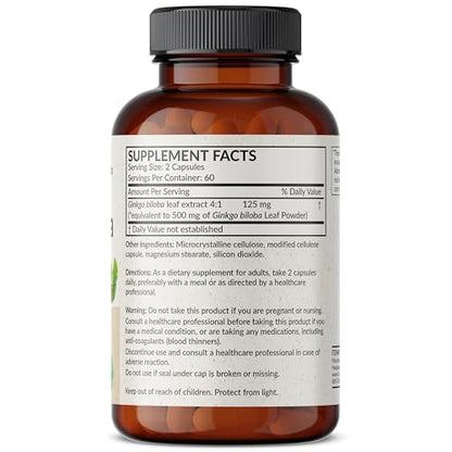 Futurebiotics Ginkgo Biloba Extra Strength – Brain Function & Memory Support (120 Veg Capsules)