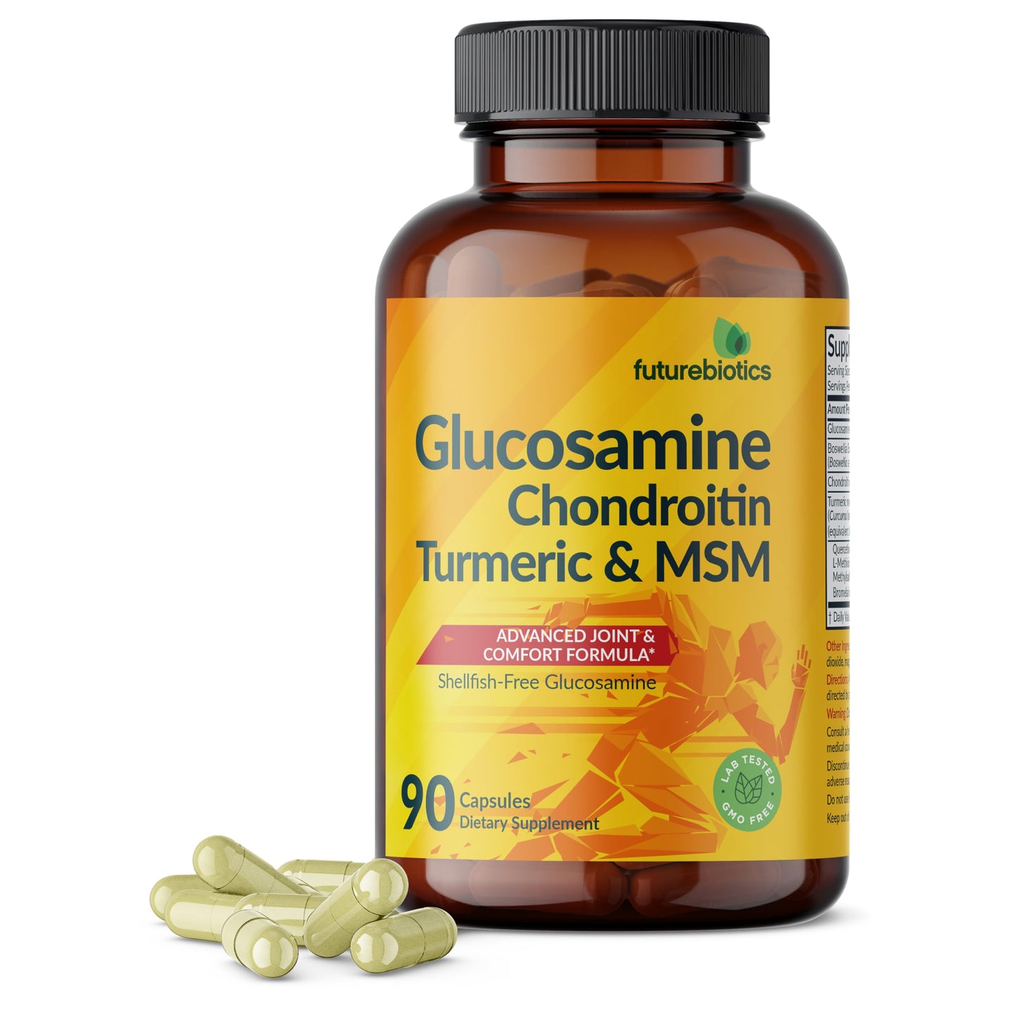 Futurebiotics Glucosamine Chondroitin Turmeric & MSM Advanced Joint Formula – Supports Healthy Joints & Mobility (Non-GMO) • 90 Capsules