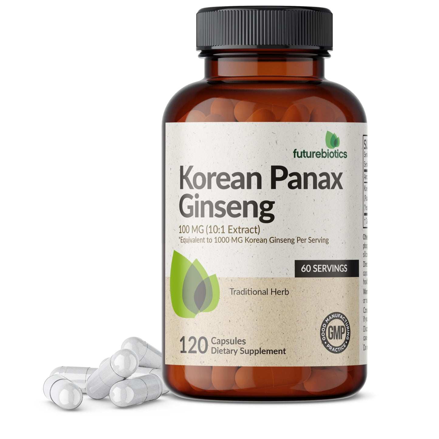 Futurebiotics Korean Panax Ginseng – Energy, Memory & Brain Health Support, 120 Capsules