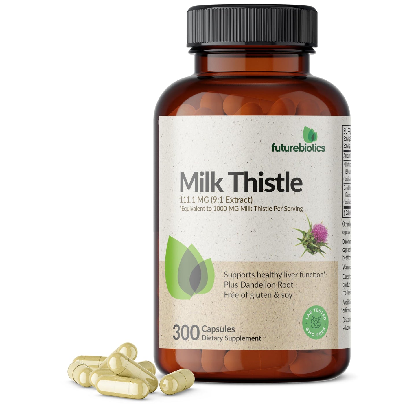 Futurebiotics Milk Thistle Silymarin Marianum & Dandelion Root - Liver Health, 300 Capsules