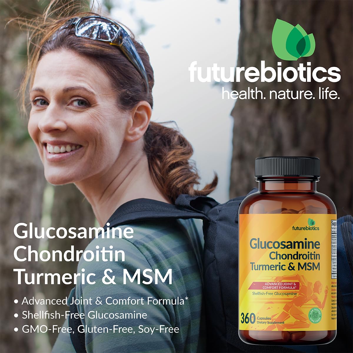 Futurebiotics Glucosamine Chondroitin Turmeric & MSM Advanced Joint Formula – Supports Healthy Joints & Mobility (Non-GMO) • 90 Capsules