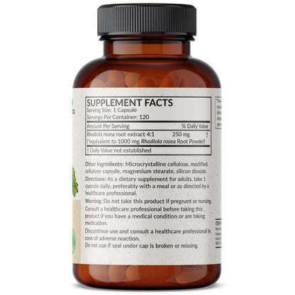Futurebiotics Rhodiola Rosea 1000 MG Vegetarian Capsules – Adaptogenic Herb, 120 Count