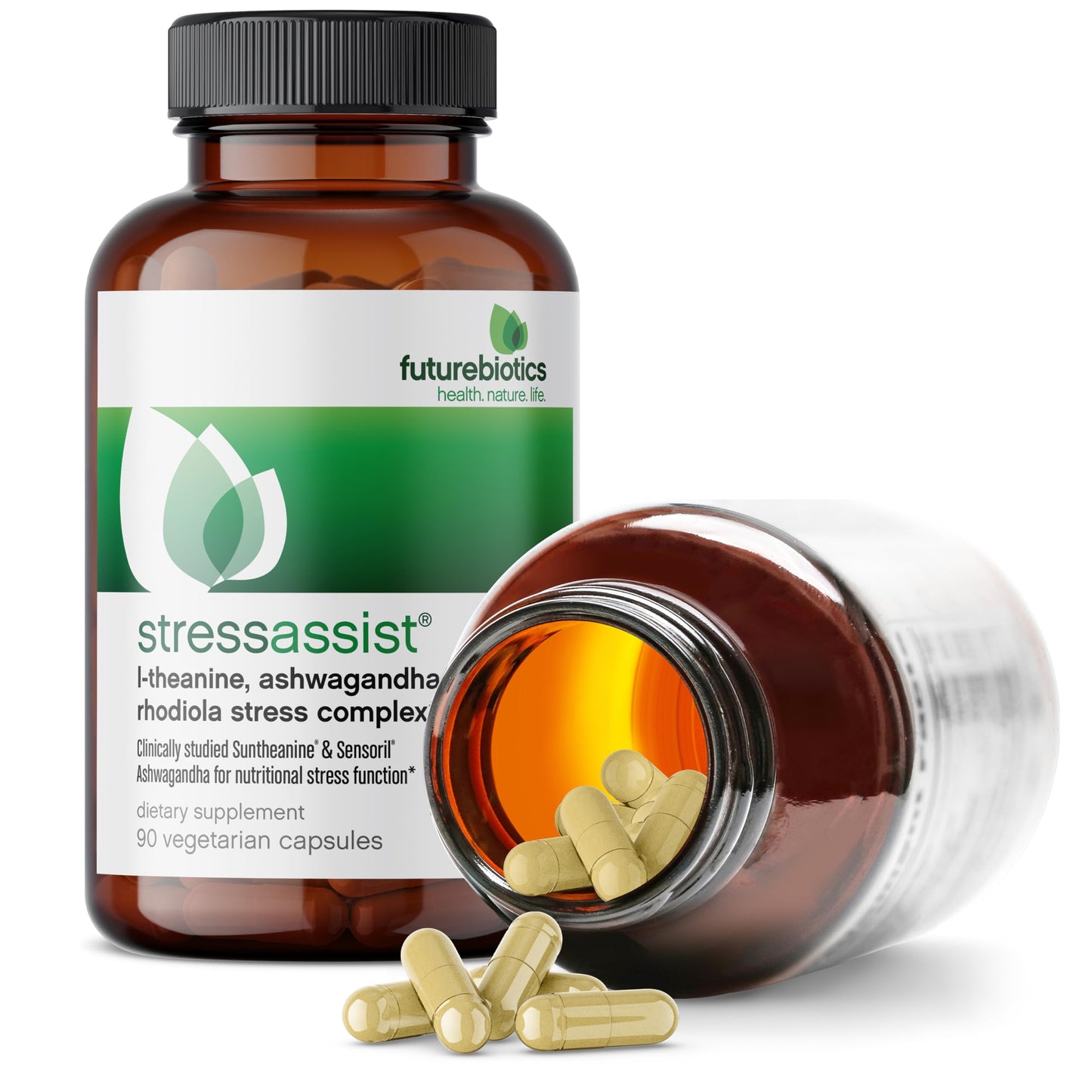 Futurebiotics StressAssist Stress Complex with L-Theanine, Ashwagandha & Rhodiola Rosea – 90 Vegetarian Capsules