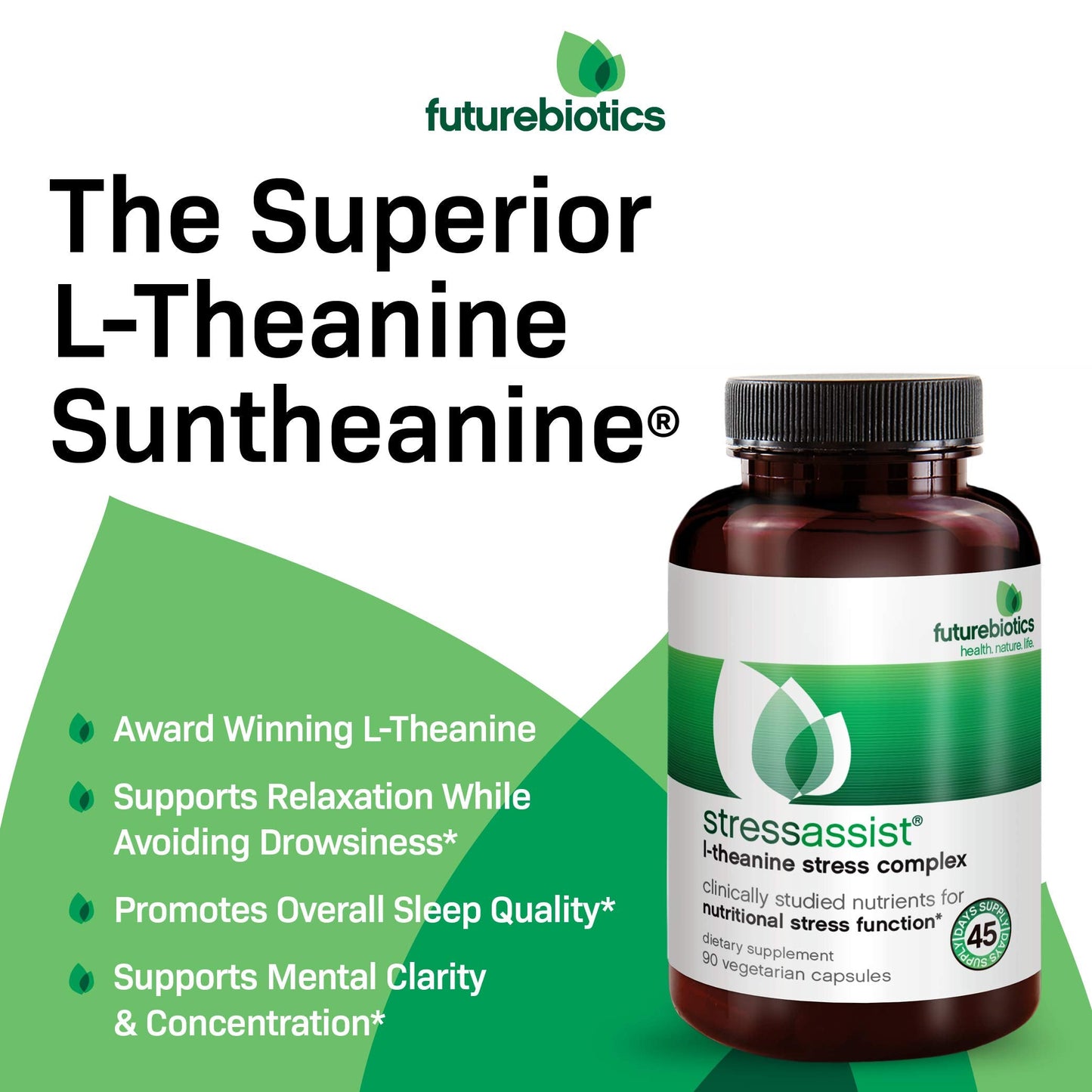 Futurebiotics StressAssist Stress Complex with L-Theanine, Ashwagandha & Rhodiola Rosea – 90 Vegetarian Capsules