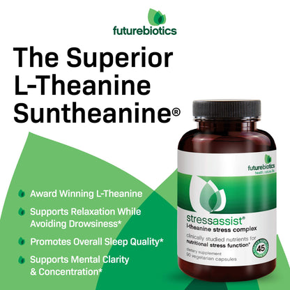 Futurebiotics StressAssist Stress Complex with L-Theanine, Ashwagandha & Rhodiola Rosea – 90 Vegetarian Capsules