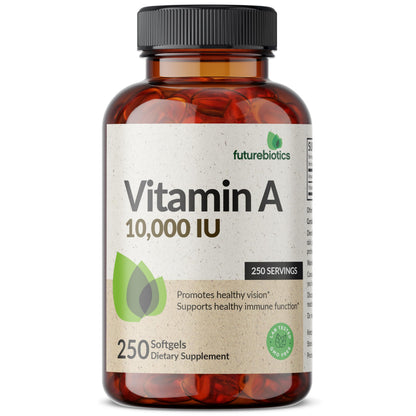 Futurebiotics Vitamin A 10,000 IU Premium Non-GMO Formula – Supports Vision, Immune Health, and Growth | 250 Softgels