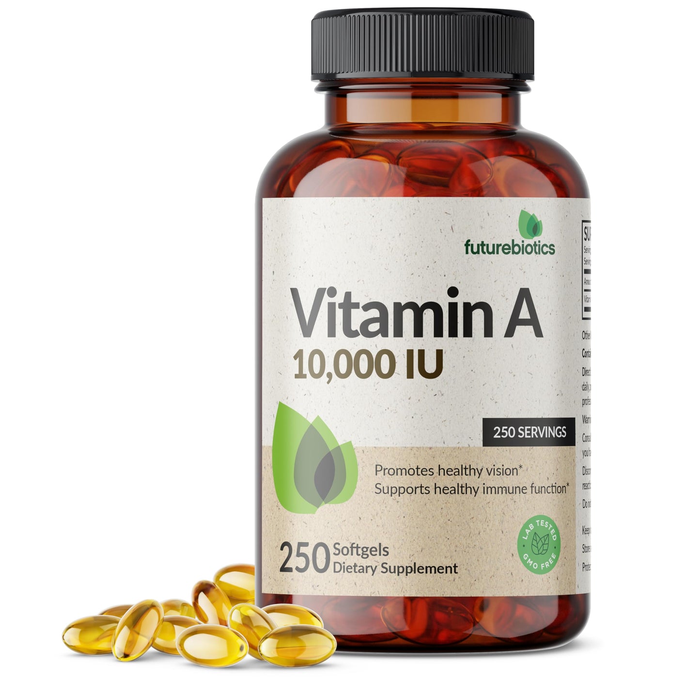 Futurebiotics Vitamin A 10,000 IU Premium Non-GMO Formula – Supports Vision, Immune Health, and Growth | 250 Softgels