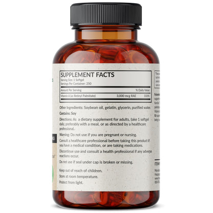 Futurebiotics Vitamin A 10,000 IU Premium Non-GMO Formula – Supports Vision, Immune Health, and Growth | 250 Softgels