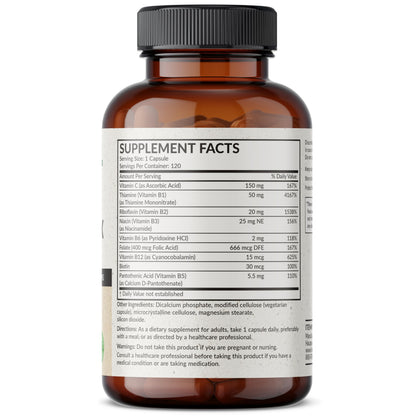 Futurebiotics Vitamin B Complex with Vitamin C - Energy & Immune Support, 120 Veg Capsules