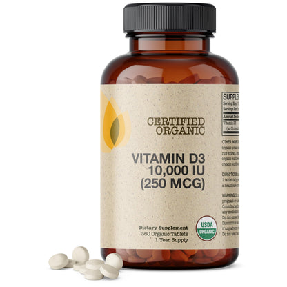 Futurebiotics Vitamin D3 10,000 IU Organic - 360 Tablets - Immune & Bone Support