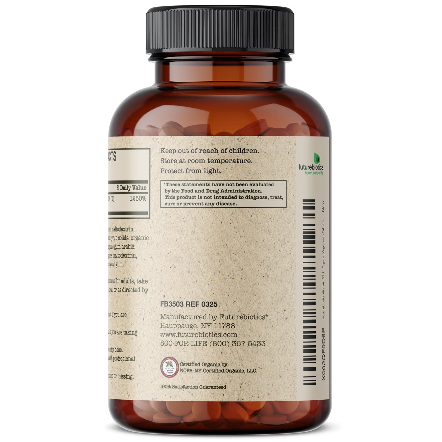 Futurebiotics Vitamin D3 10,000 IU Organic - 360 Tablets - Immune & Bone Support