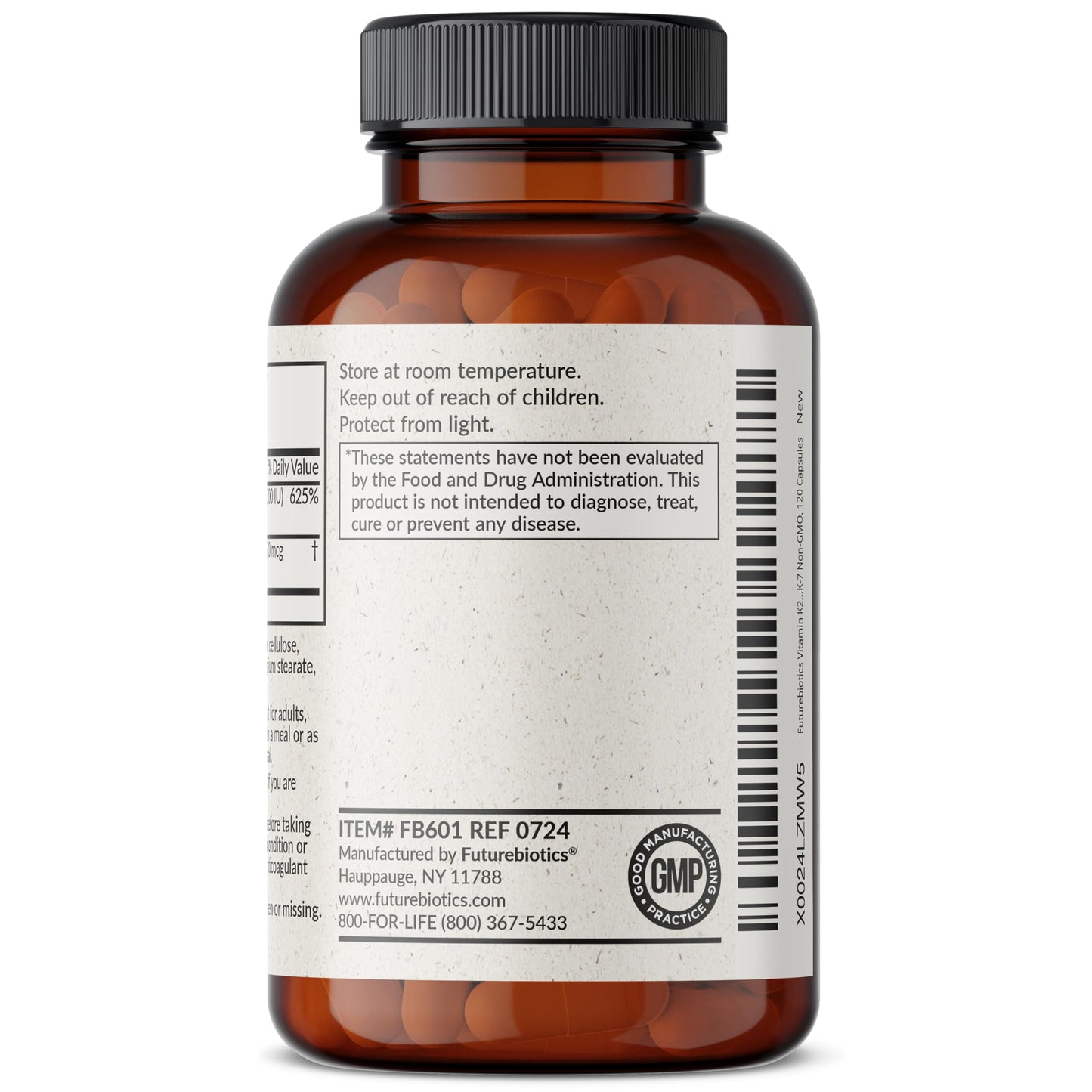 Futurebiotics Vitamin K2 MK-7 with D3 - Non-GMO, 5000 IU D3 & 90 mcg K2 MK-7, 120 Veggie Capsules