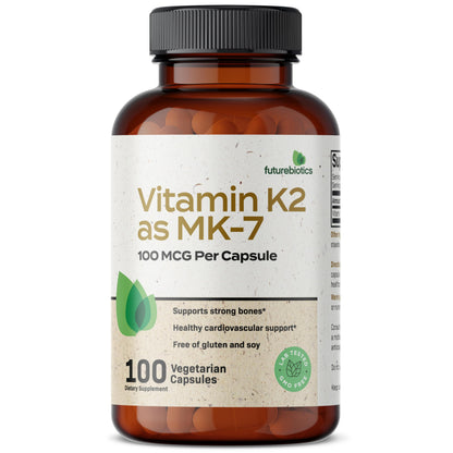 Futurebiotics Vitamin K2 as MK-7 100 mcg – Supports Strong Bones, Non-GMO, 100 Vegetarian Capsules (Pack of 2)