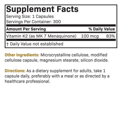 Futurebiotics Vitamin K2 as MK-7 100 mcg – Supports Strong Bones – 300 Vegetarian Capsules