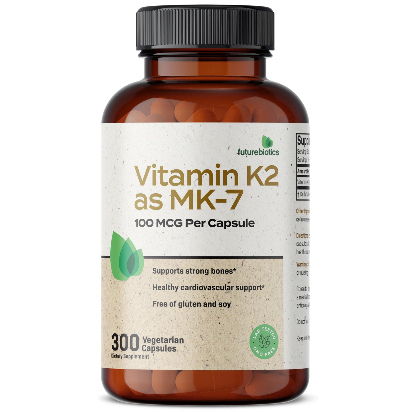 Futurebiotics Vitamin K2 as MK-7 100 mcg – Supports Strong Bones – 300 Vegetarian Capsules