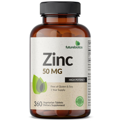 Futurebiotics Zinc 50 MG High Potency – 1 Year Supply, Non-GMO, 360 Tablets