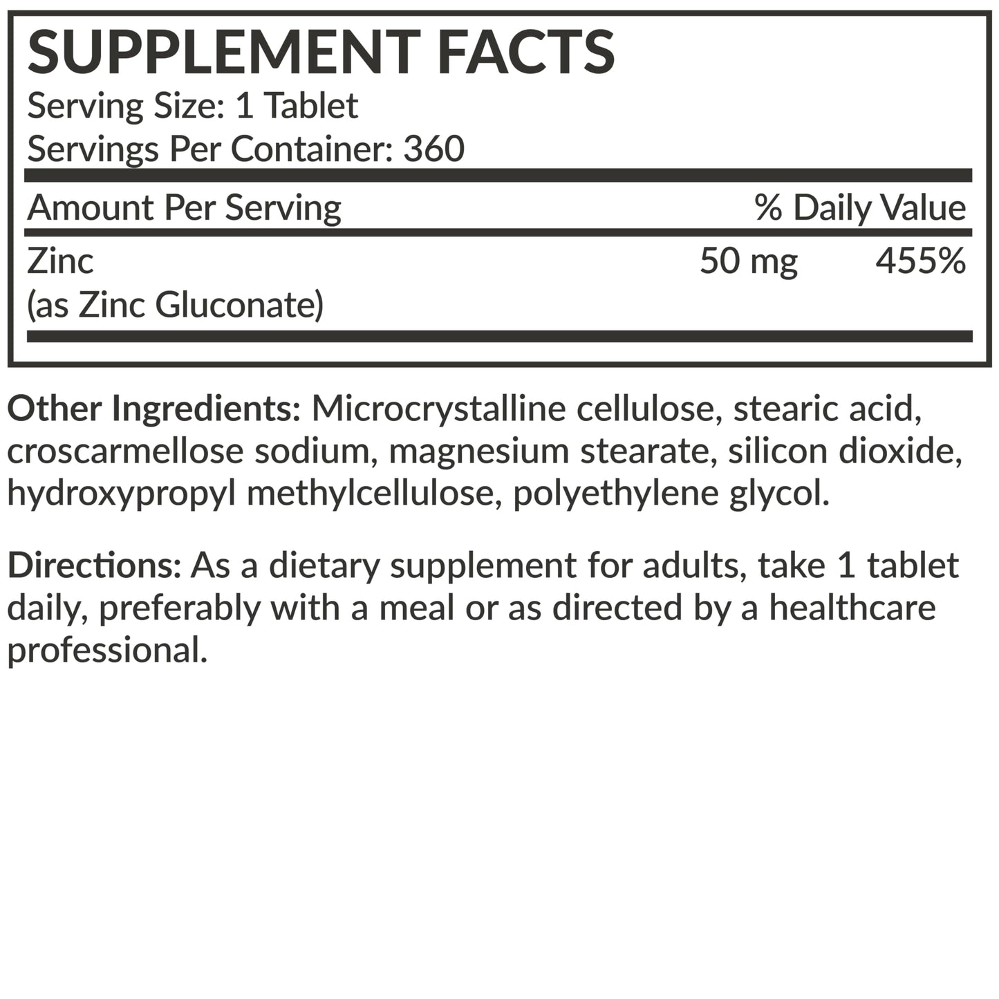 Futurebiotics Zinc 50 MG High Potency – 1 Year Supply, Non-GMO, 360 Tablets