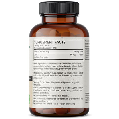 Futurebiotics Zinc 50 MG High Potency – 1 Year Supply, Non-GMO, 360 Tablets