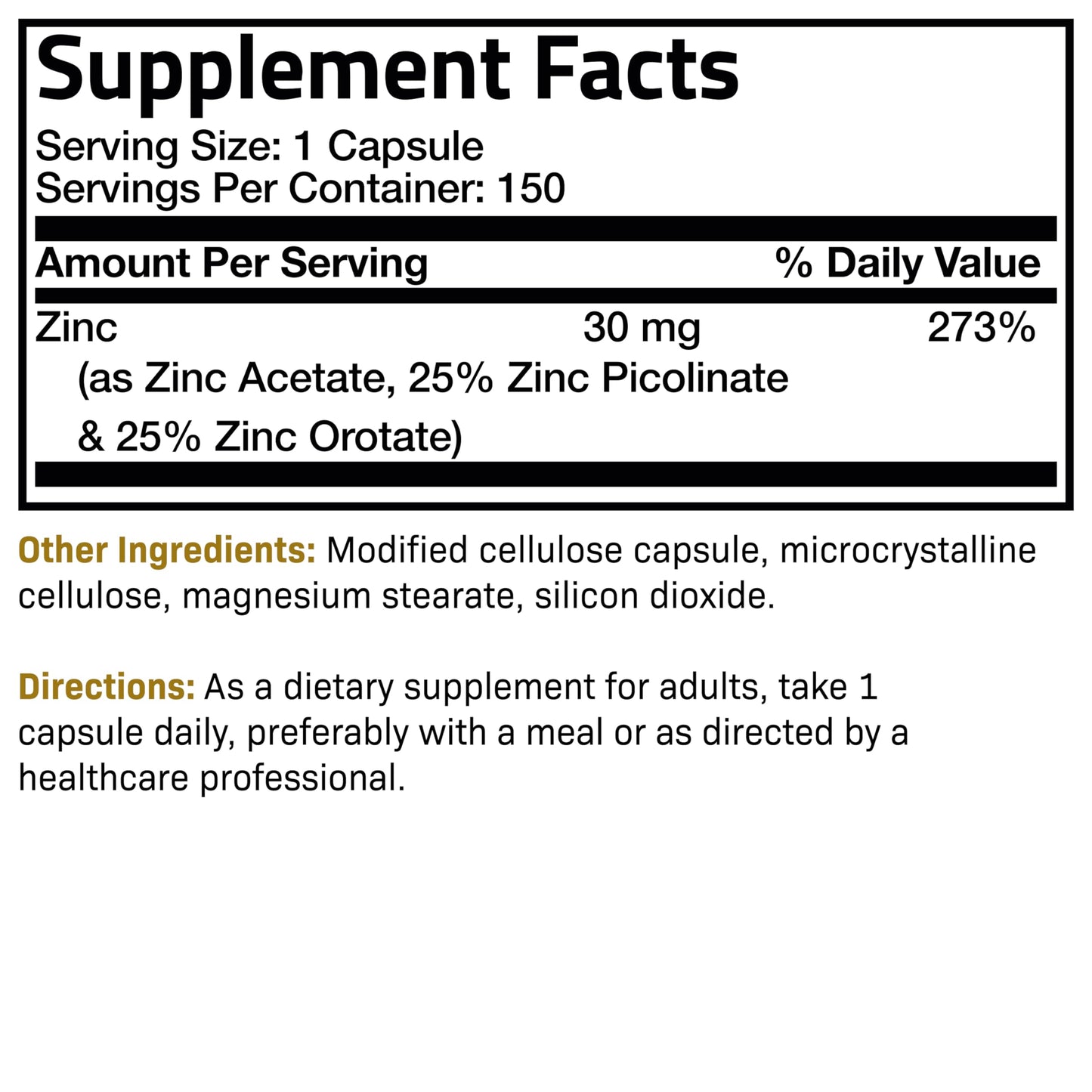 Futurebiotics Zinc Triple Action 30mg: Immune Support, Antioxidant & Skin Health - 150 Vegetarian Capsules