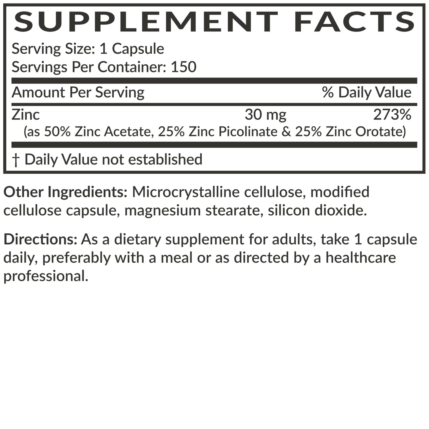 Futurebiotics Zinc Triple Action 30mg: Immune Support, Antioxidant & Skin Health - 150 Vegetarian Capsules