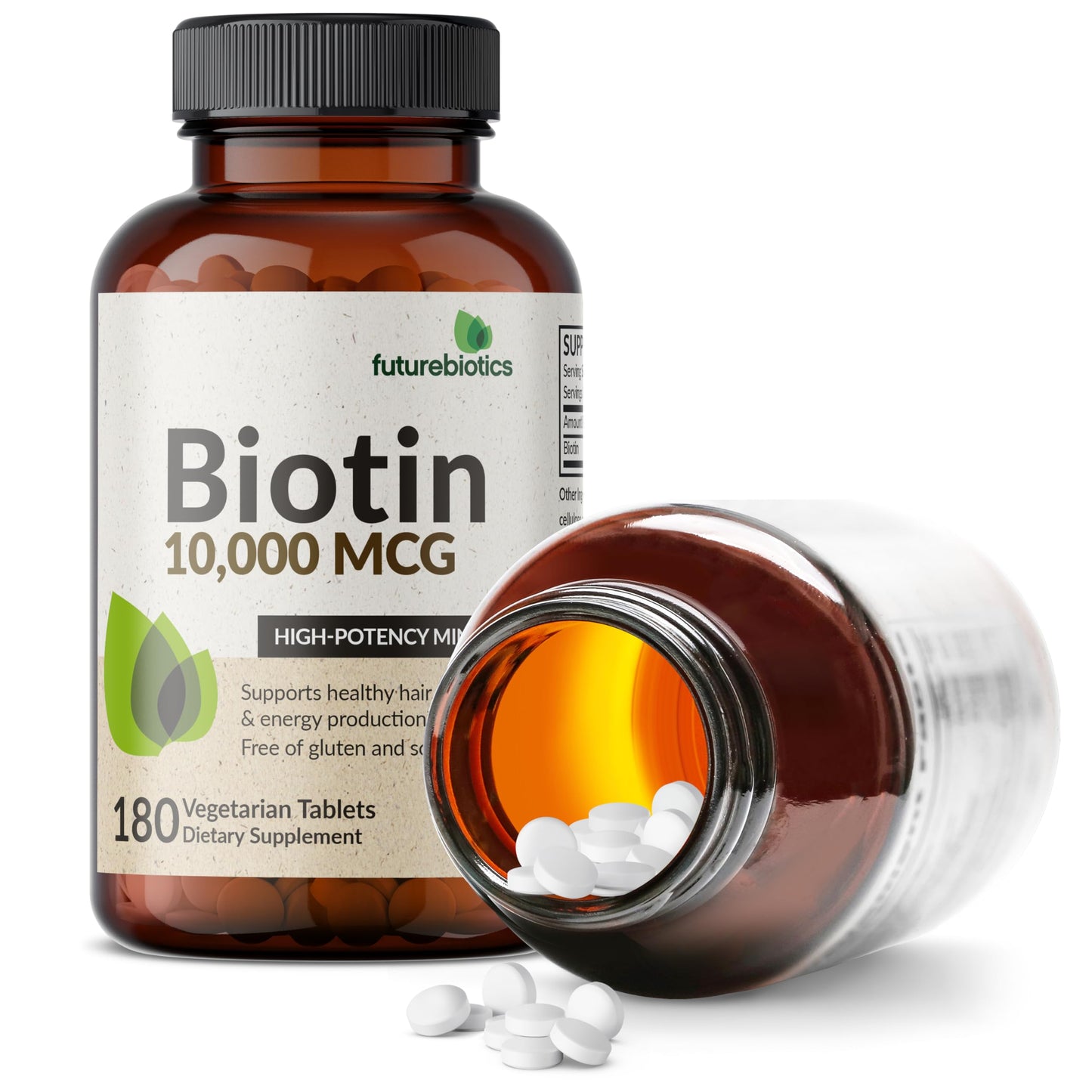 Futurebiotics Biotin 10,000 MCG High Potency Tablets – Hair, Skin & Nails Support, Non-GMO, 180 Vegetarian Tablets