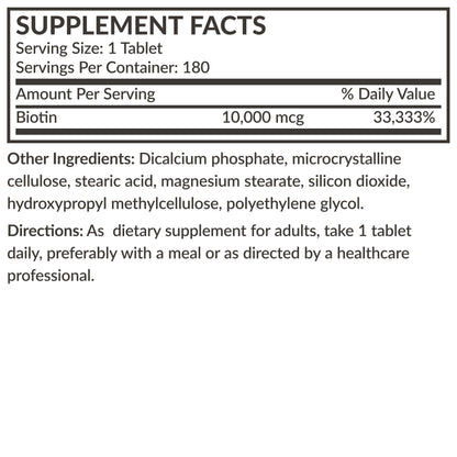 Futurebiotics Biotin 10,000 MCG High Potency Tablets – Hair, Skin & Nails Support, Non-GMO, 180 Vegetarian Tablets