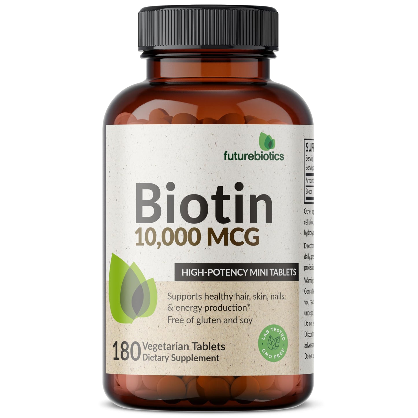 Futurebiotics Biotin 10,000 MCG High Potency Tablets – Hair, Skin & Nails Support, Non-GMO, 180 Vegetarian Tablets