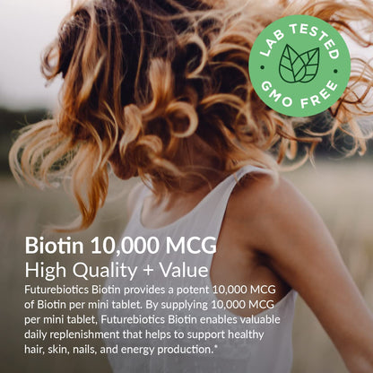 Futurebiotics Biotin 10,000 MCG High Potency Tablets – Hair, Skin & Nails Support, Non-GMO, 180 Vegetarian Tablets