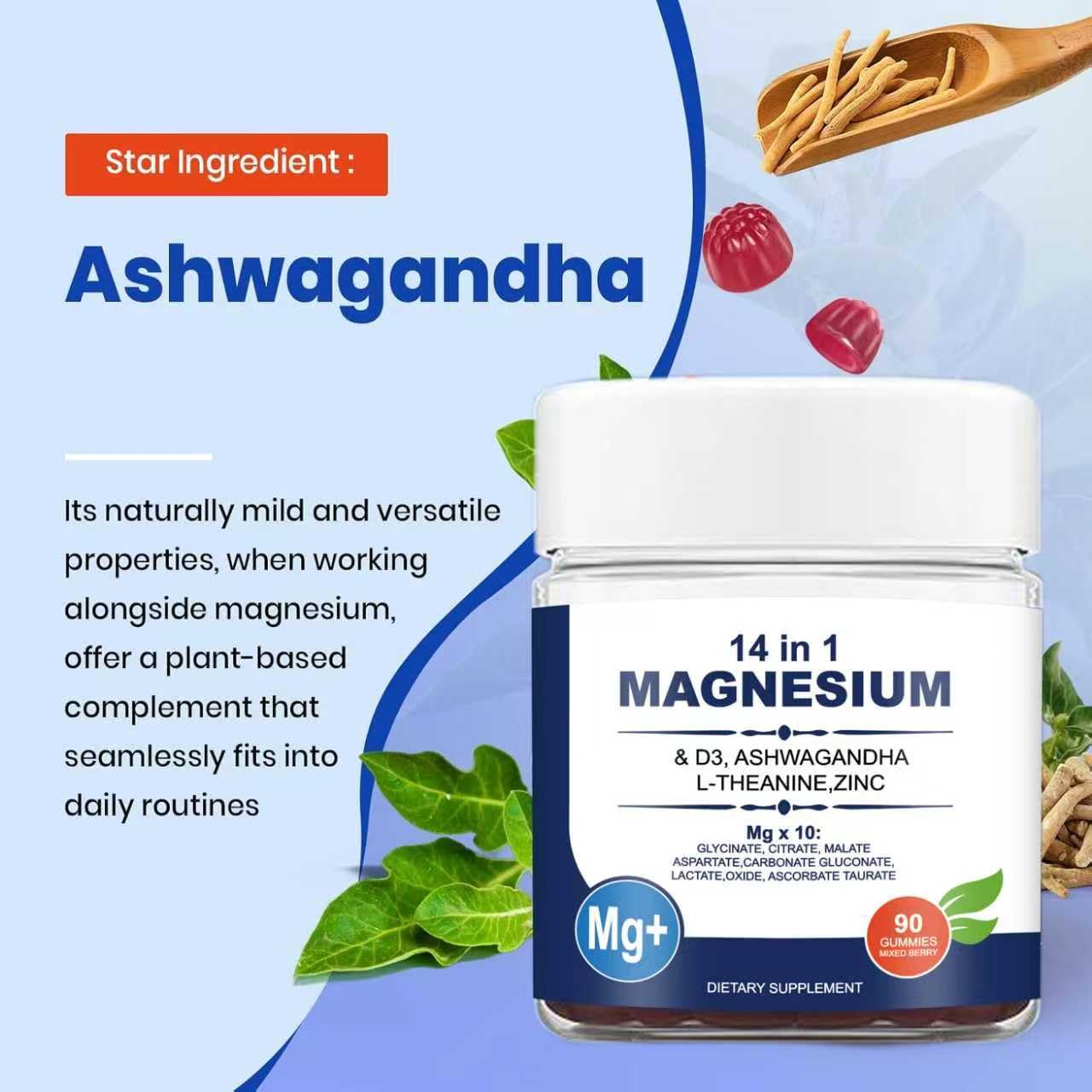 FW ZONE DeepCalmly 14-in-1 Magnesium Gummies – 90 Count