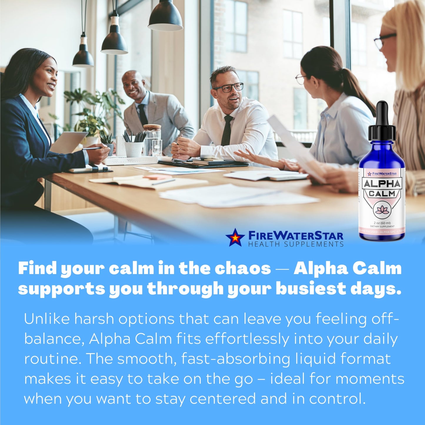 FWS Alpha Calm Liquid Drops – L-Theanine + Alpha GPC for Calm Focus (Organic, Non-GMO) | 30 Servings