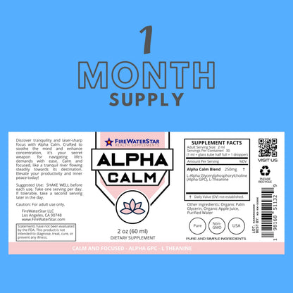 FWS Alpha Calm Liquid Drops – L-Theanine + Alpha GPC for Calm Focus (Organic, Non-GMO) | 30 Servings