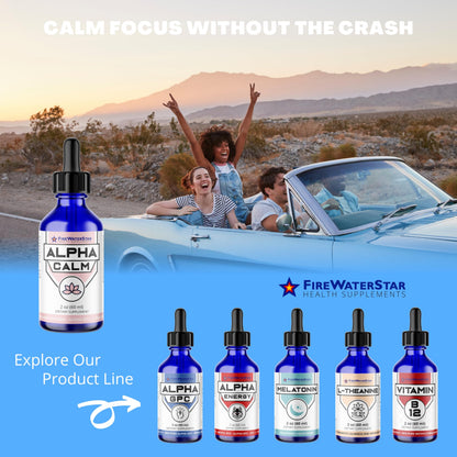 FWS Alpha Calm Liquid Drops – L-Theanine + Alpha GPC for Calm Focus (Organic, Non-GMO) | 30 Servings