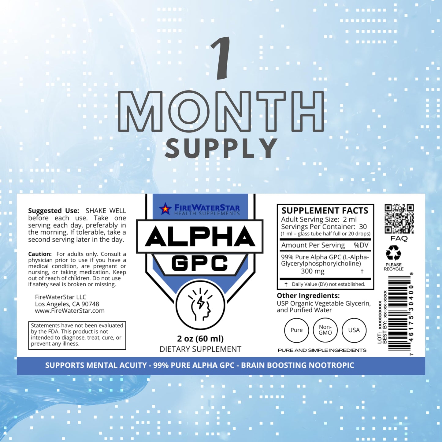 FWS Alpha GPC 300 mg – Liquid Choline for Memory & Focus | Organic & Non-GMO