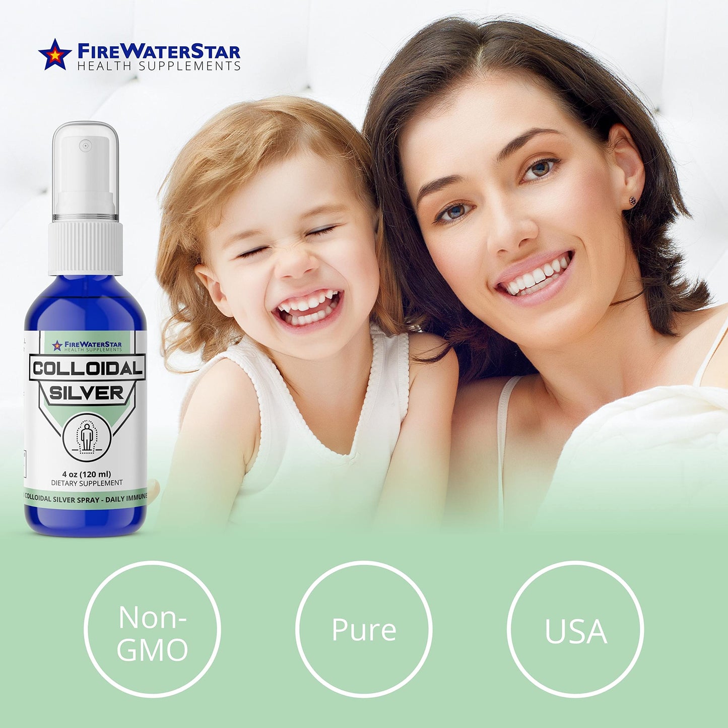 FWS Colloidal Silver Spray - 4 oz - Clear Silver - 50 ppm - 99.99% Pure Silver - Daily Immune Support