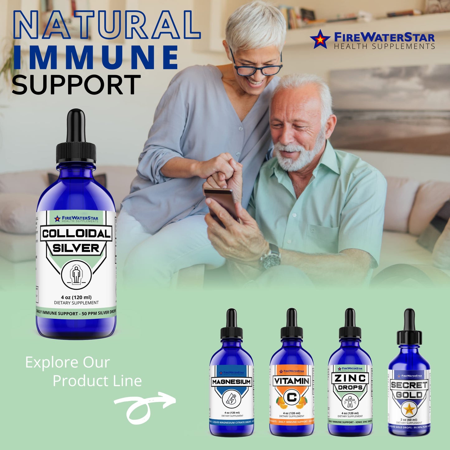 FWS Colloidal Silver Drops – 50 ppm, 4 oz Bottle, 60 Servings