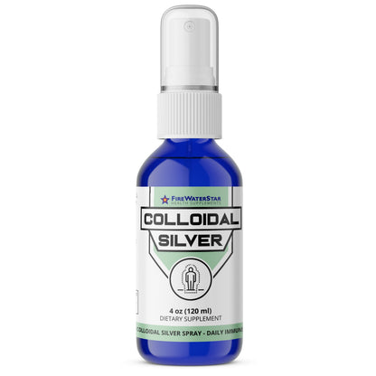FWS Colloidal Silver Spray - 4 oz - Clear Silver - 50 ppm - 99.99% Pure Silver - Daily Immune Support